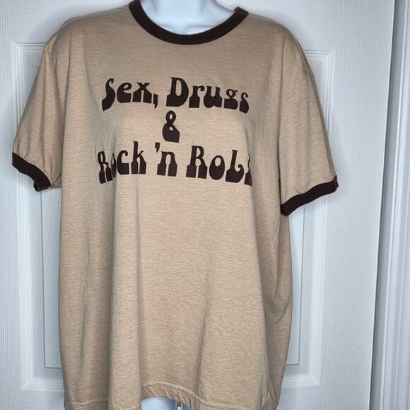 Vintage Style Five Crown Sex, Drugs, & Rock n Roll Ringer Tee - Picture 4 of 6